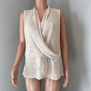 Donna Karan New York Women's Faux-Wrap Sleeveless Top Tan Sand Sz XL #14